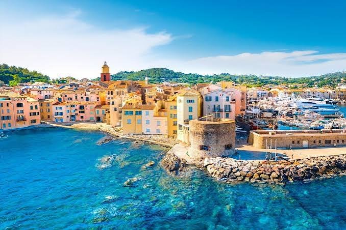 Saint-Tropez old town and the Tour du Portalet by the sea